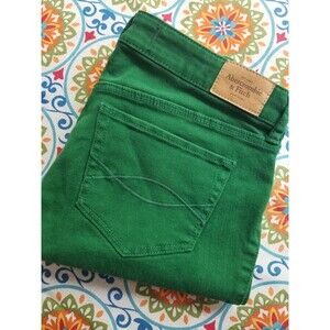 Abercrombie & Fitch Dark Green Mid Rise Skinny Jeans Womens Size 6R 28x29